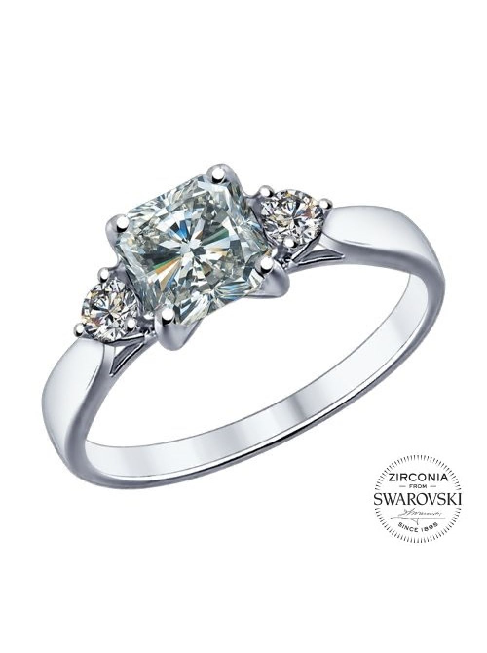 Pomolvochnoe Kolco Iz Belogo Zolota So Swarovski Zirconia Kupit 81010002
